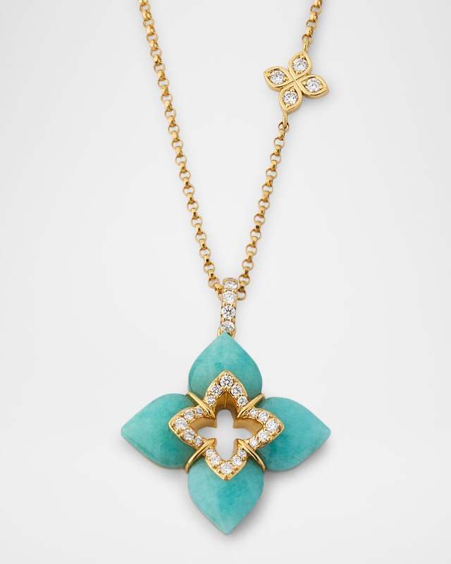 Souffle 18K Yellow Gold Diamond Venetian Princess Necklace with Gemstones